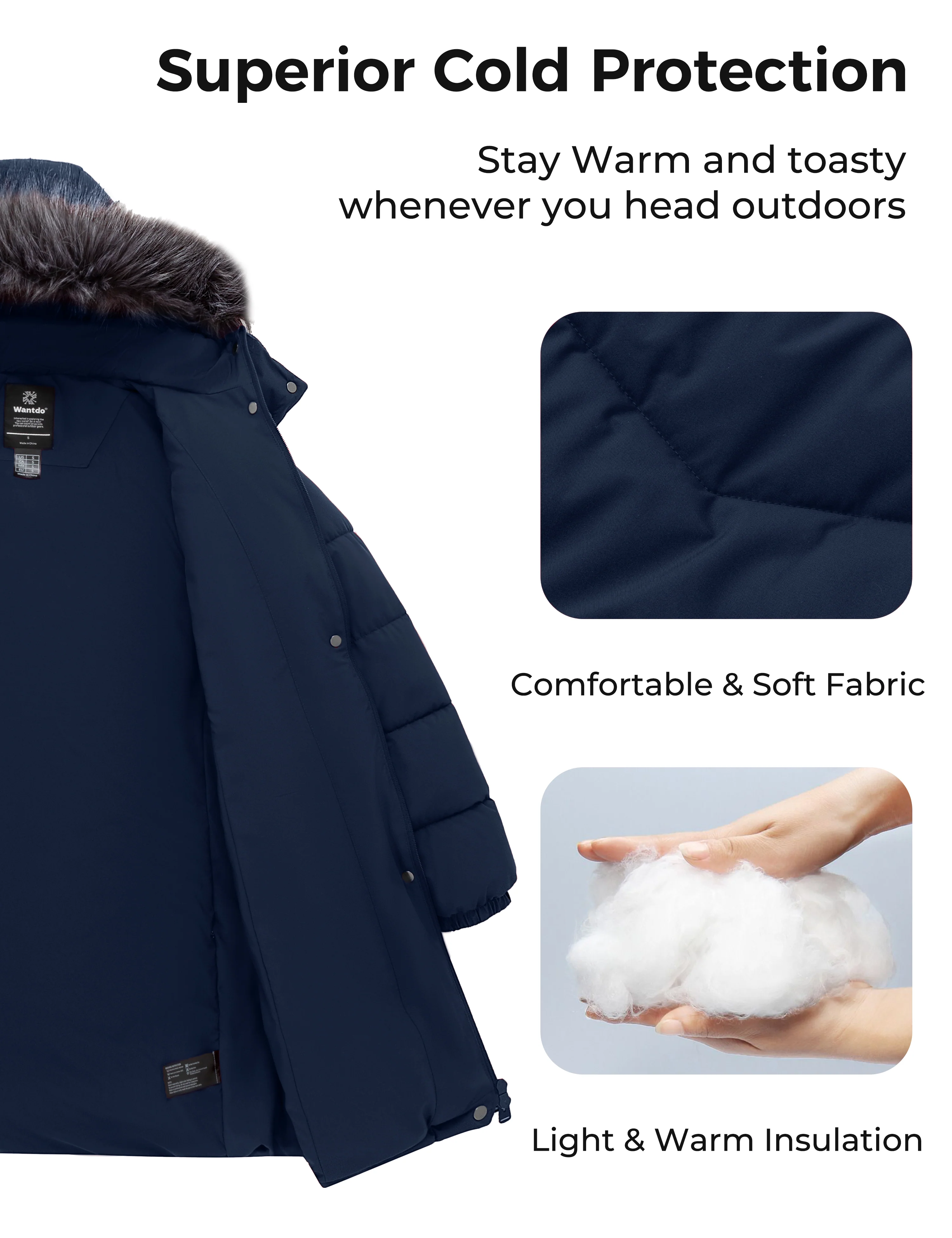 Wantdo Women's Warm Winter Coat Long Puffer Jacket