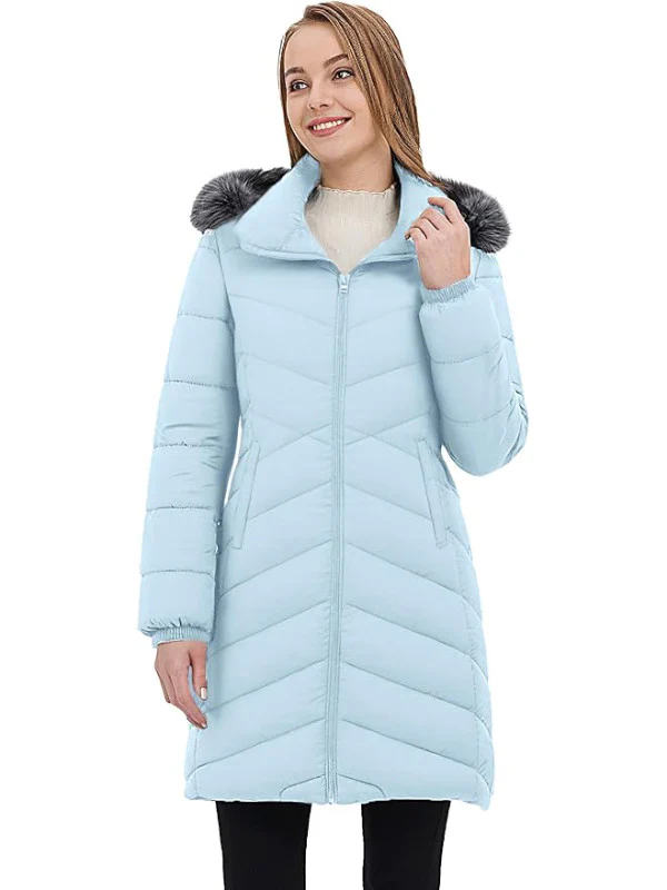 ZSHOW Women's Long Winter Coat Waterproof Warm Quilted Puffer Jacket with Faux Fur Hood