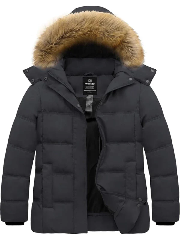 Women's Plus Size Winter Coat Quilted Puffer Jacket with Removable Hood Recycled Polyester