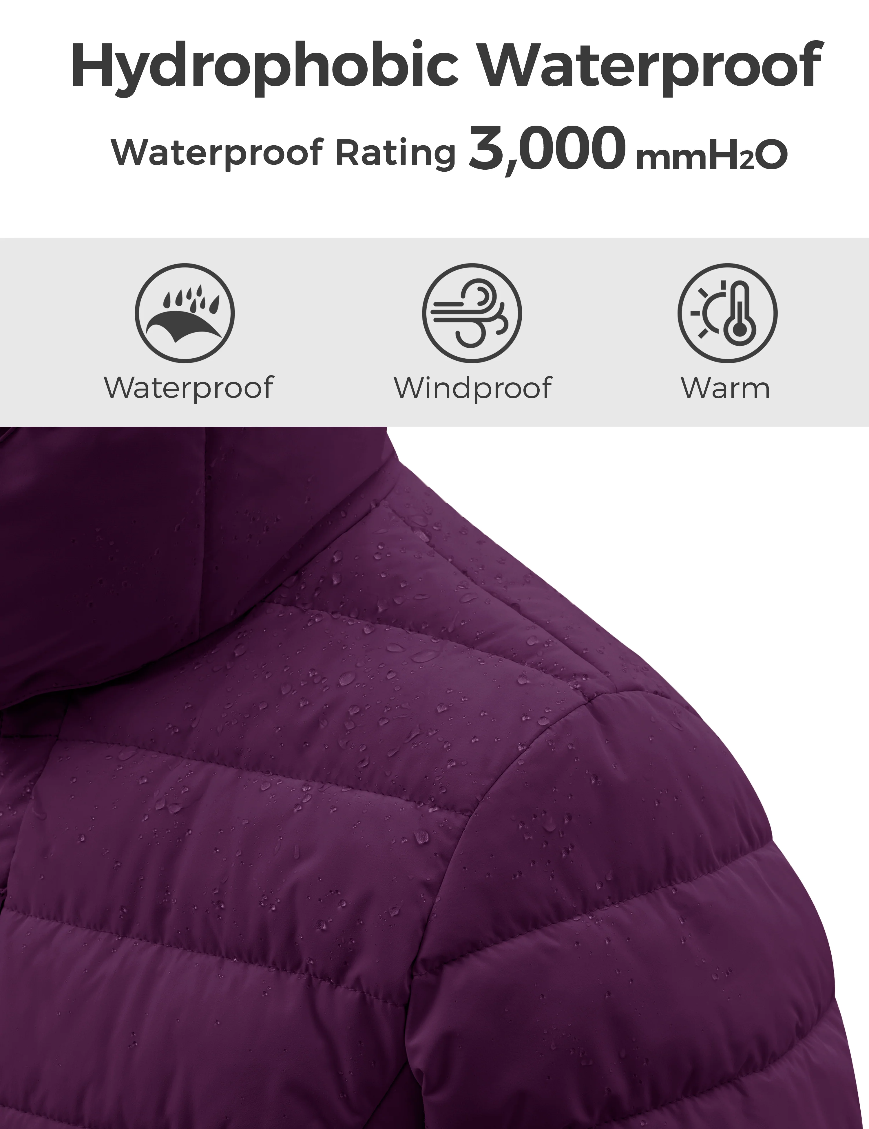 Women's Lightweight Warm Winter Coat Full-Zip Puffer Jacket with Hood