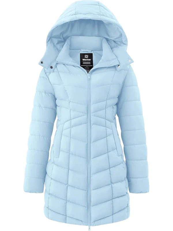Women's Puffer Jacket Warm Padded Winter Coat Long Quilted Jacket