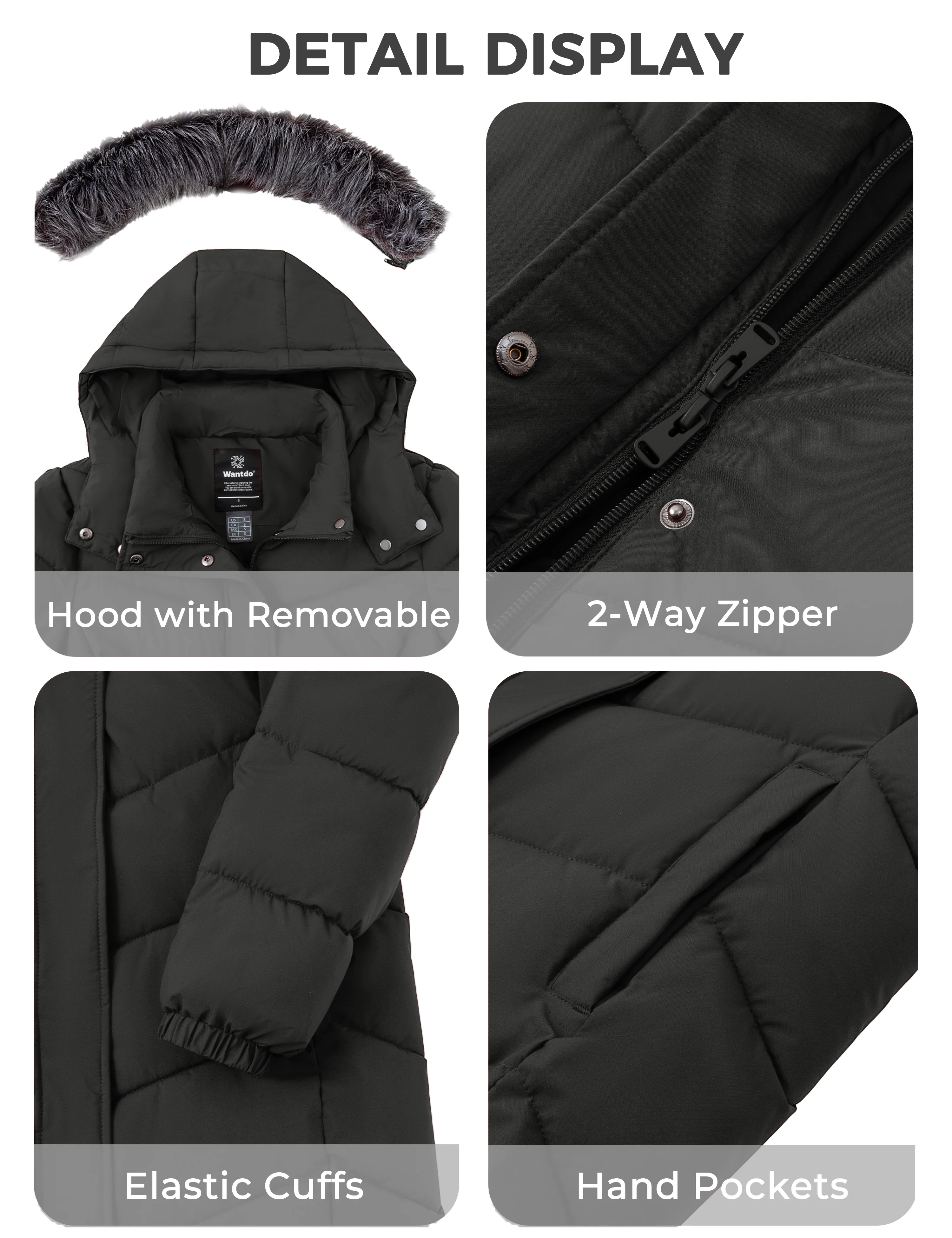 Wantdo Women's Warm Winter Coat Long Puffer Jacket