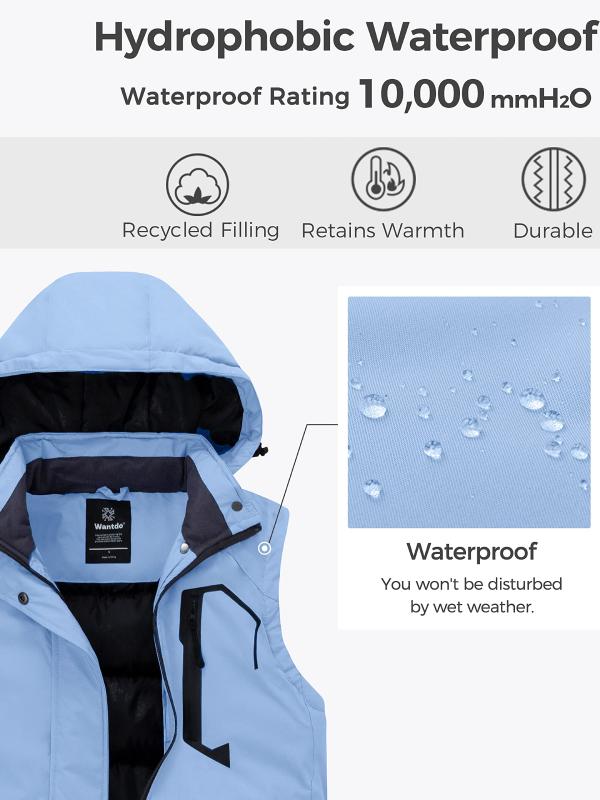Women's Waterproof Winter Puffer Vest Insulated Gilet Eco-friendly Fabrics