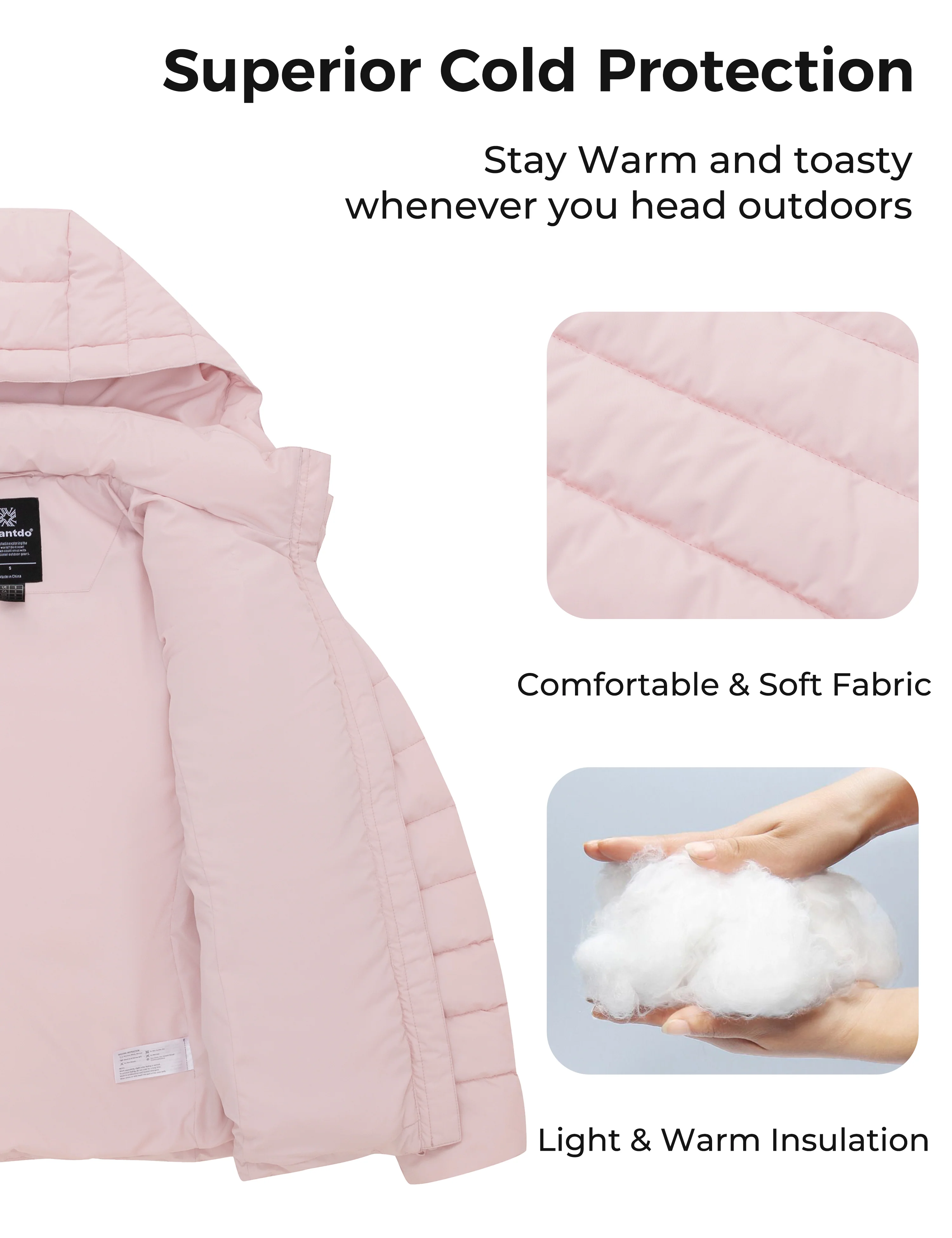 Women's Lightweight Warm Winter Coat Full-Zip Puffer Jacket with Hood