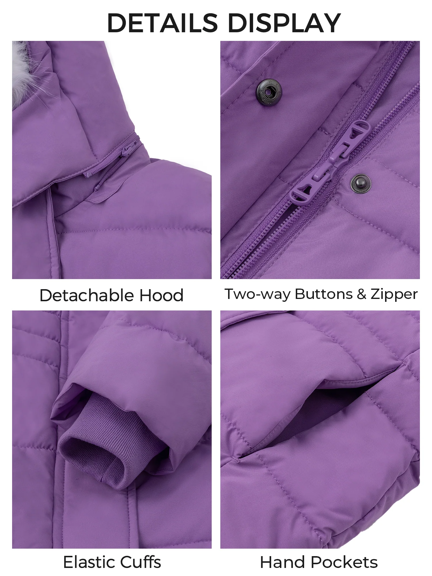 Wantdo Girl's Winter Coat Puffer Jacket Packable Winter Jacket Waterproof Coat