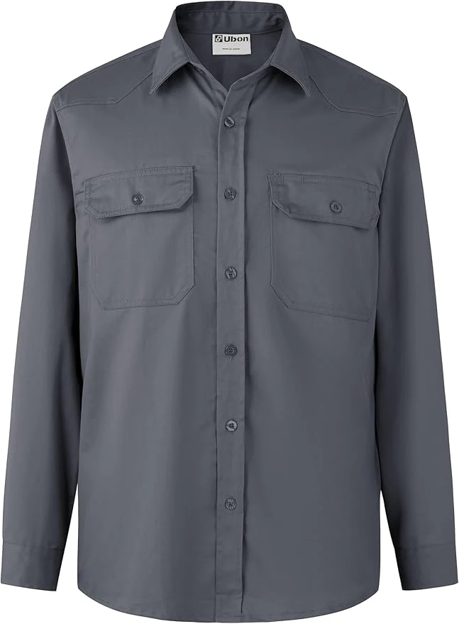 Ubon FR Shirts for Men Welding Shirt Long Sleeve FRC Work Shirt