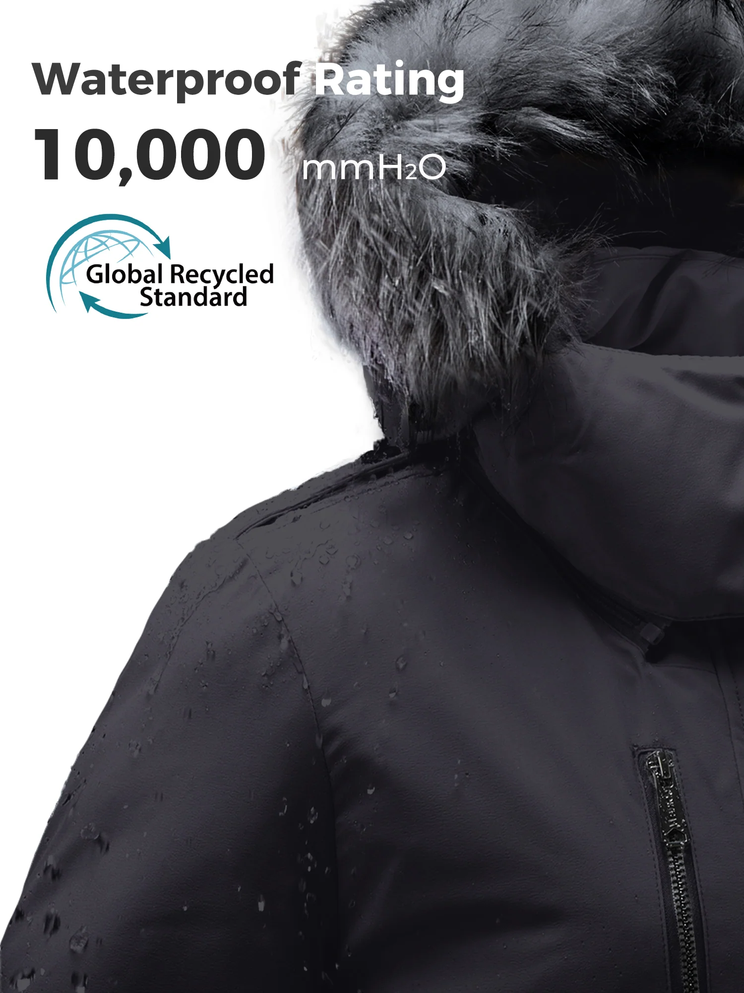 Wantdo Women's Waterproof Jacket Insulated Winter Coat Winter Puffer Coat with Removable Faux Fur Hood