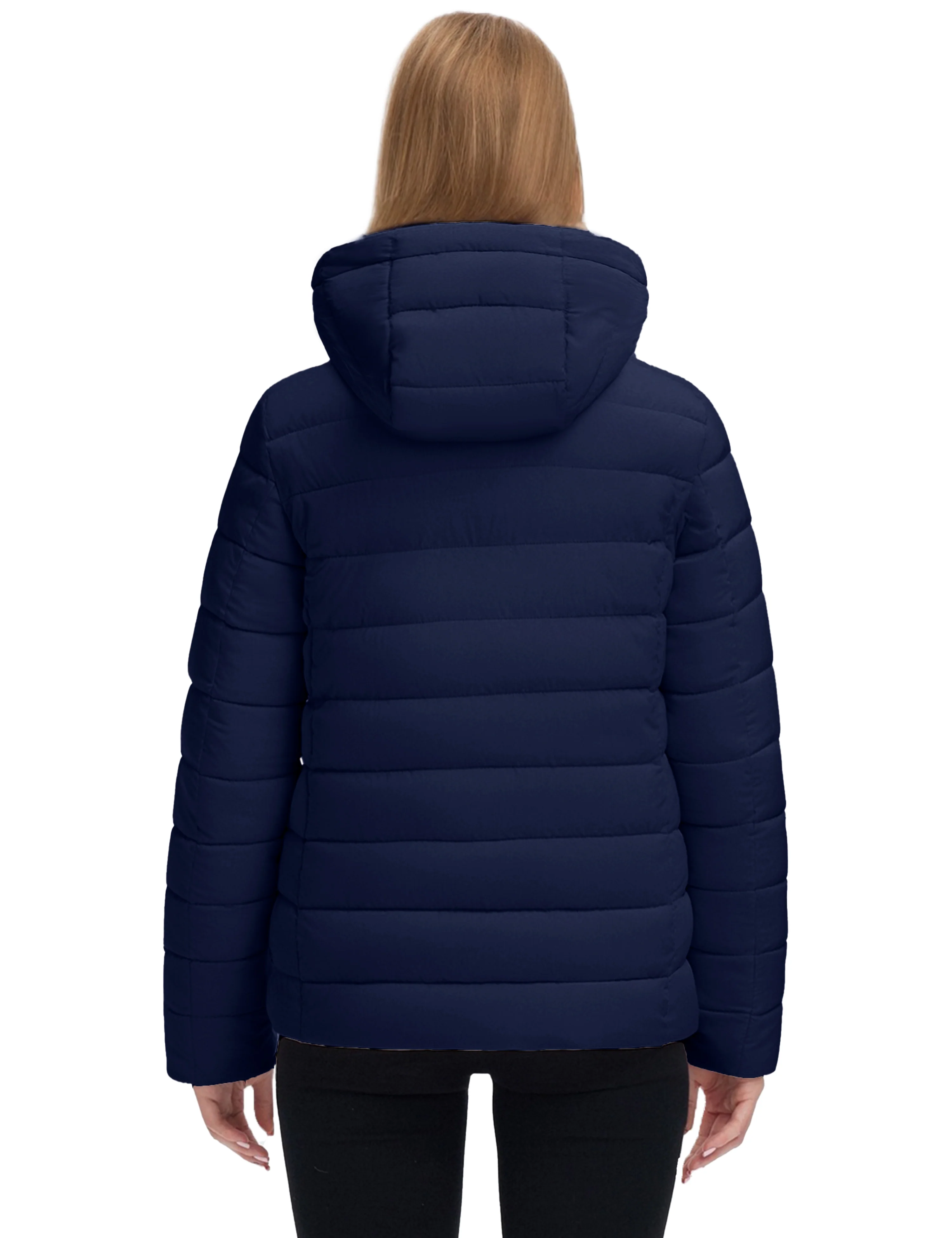 Women's Lightweight Warm Winter Coat Full-Zip Puffer Jacket with Hood