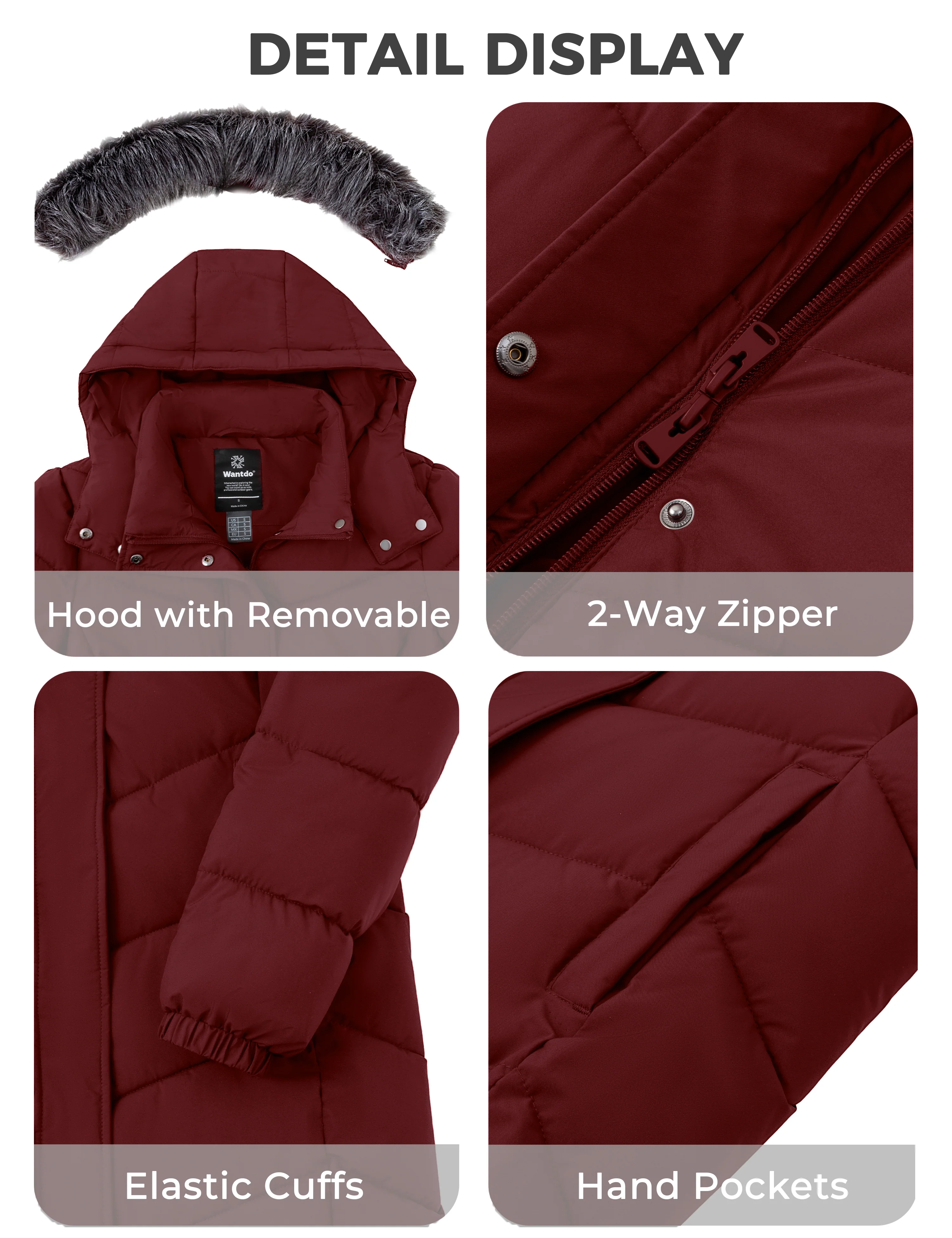 Wantdo Women's Warm Winter Coat Long Puffer Jacket