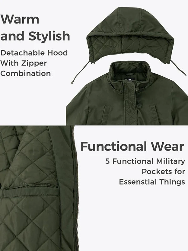 Women's Winter Coat With Detachable Hood Cotton Padded Parka City III