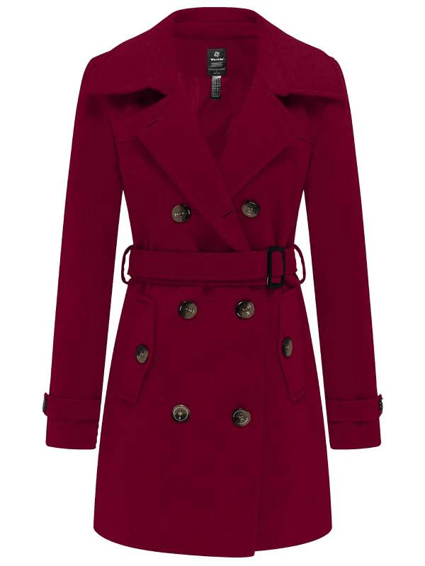 Women's Double Breasted Belted Pea Coat
