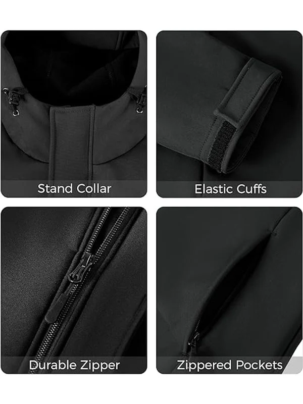 Men's SoftShell Jacket Fleece Lined Jacket Hooded Windbreaker Rain Jacket