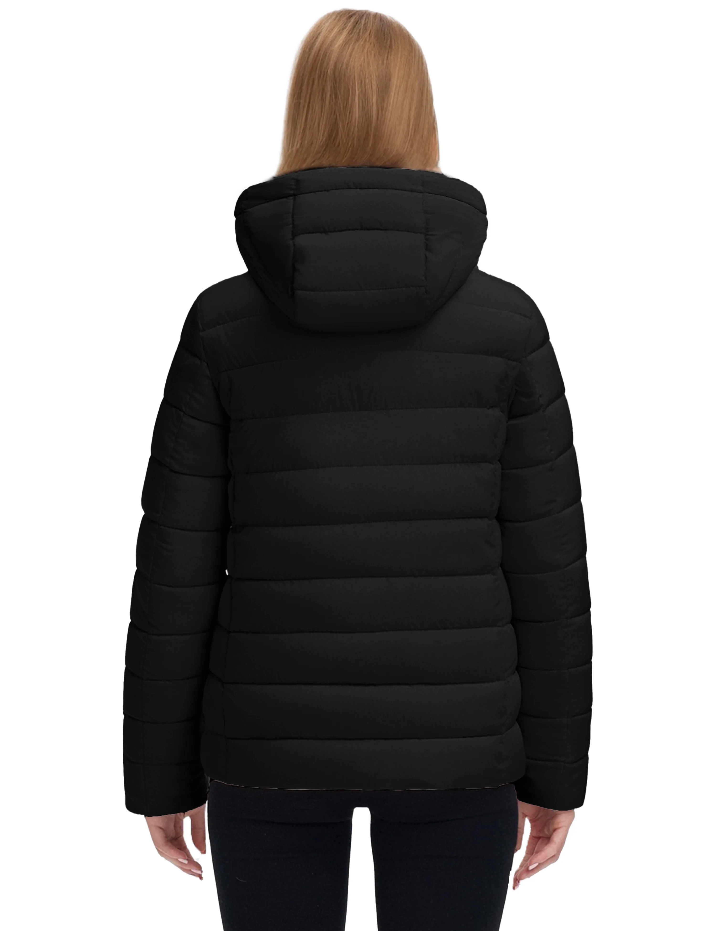 Women's Lightweight Warm Winter Coat Full-Zip Puffer Jacket with Hood