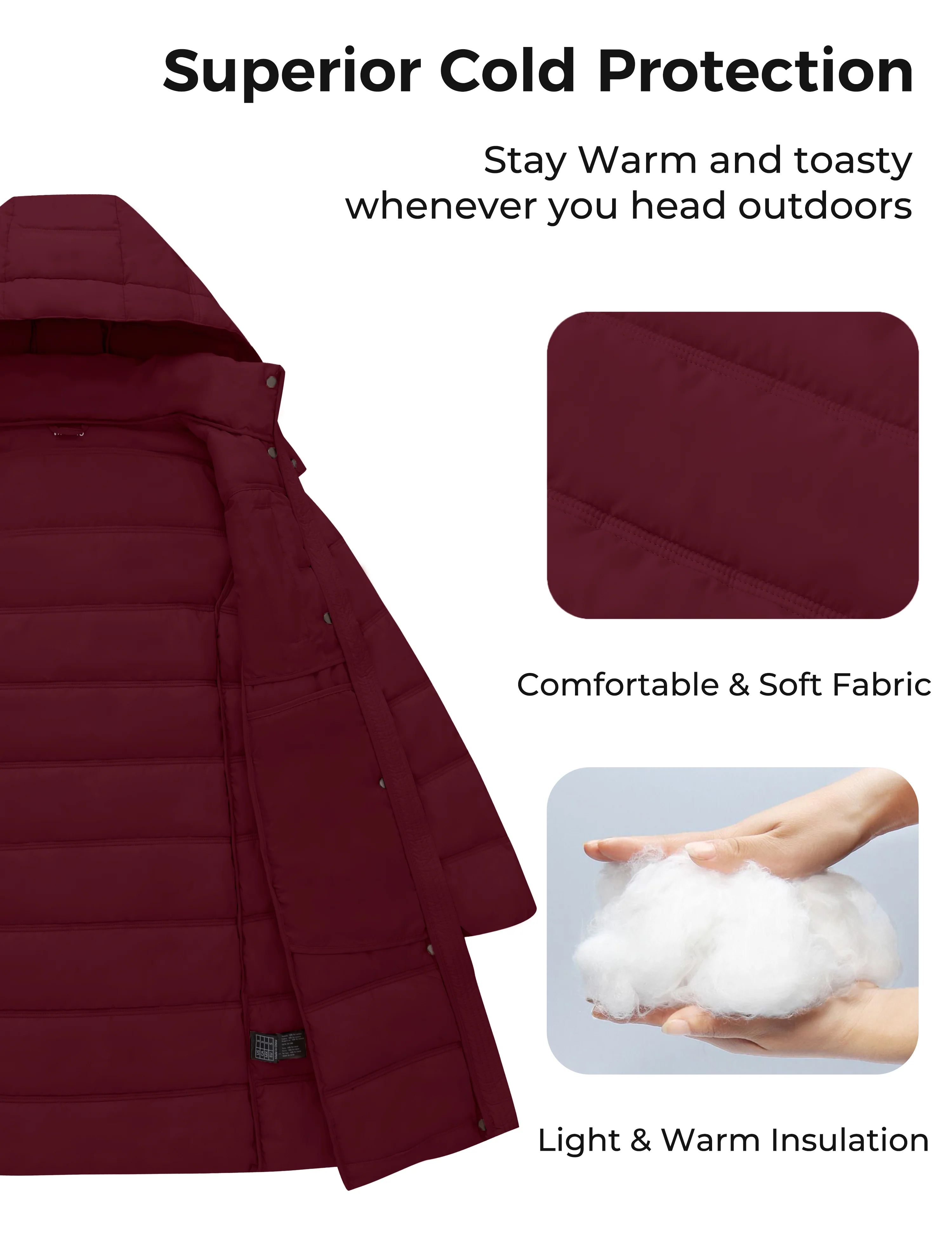 Wantdo Women's Lightweight Winter Coat Long Puffer Jacket