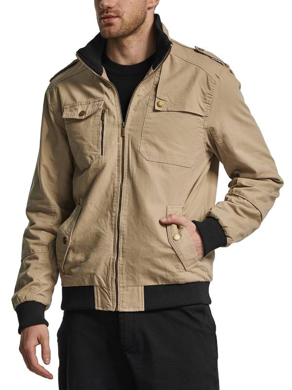 Men's Military Casual Jacket Stand Collar Cotton Jacket