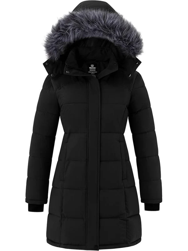 Women's Waterproof Winter Coat Warm Long Puffer Jackets with Faux Fur Hood Thicken Parka