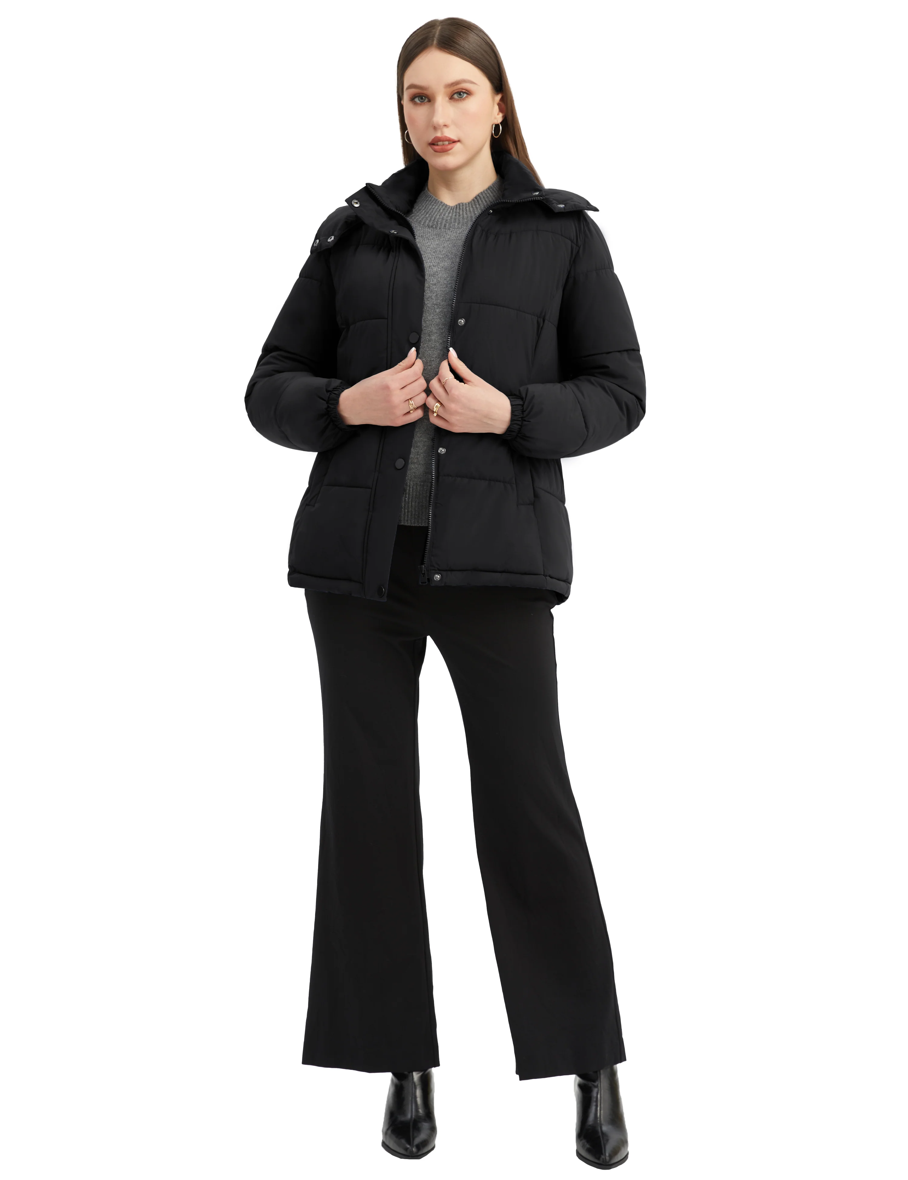 wantdo Women's Puffer Jacket Lightweight Winter Coat with Removable Hood