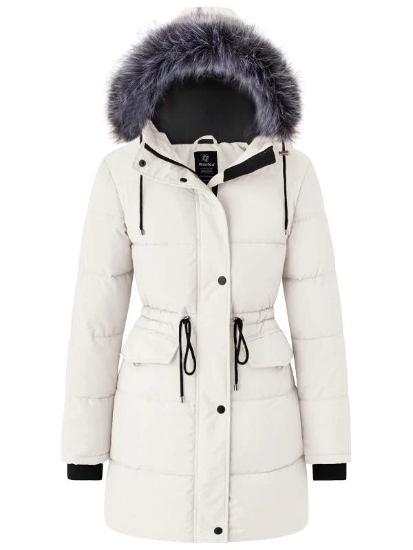 Women's Warm Puffer Jackets Long Winter Parka Coats Recycled Fabric