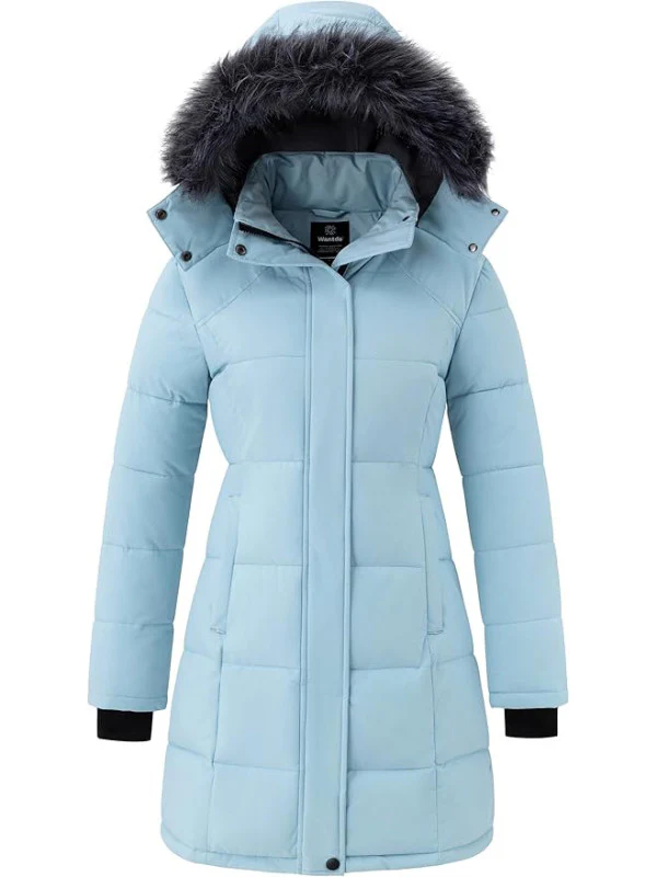 Women's Waterproof Winter Coat Warm Long Puffer Jackets with Faux Fur Hood Thicken Parka