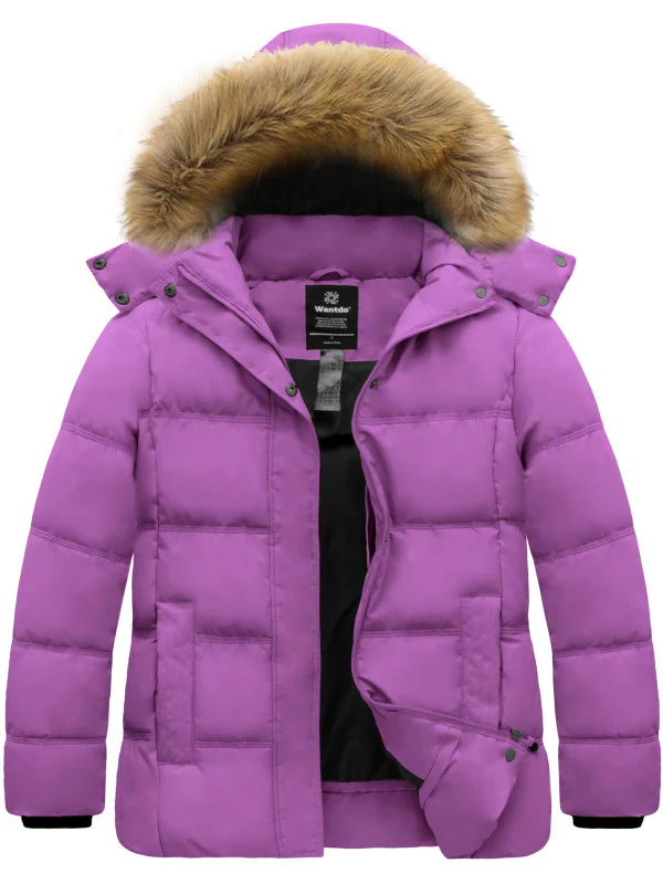 Women's Plus Size Winter Coat Quilted Puffer Jacket with Removable Hood Recycled Polyester