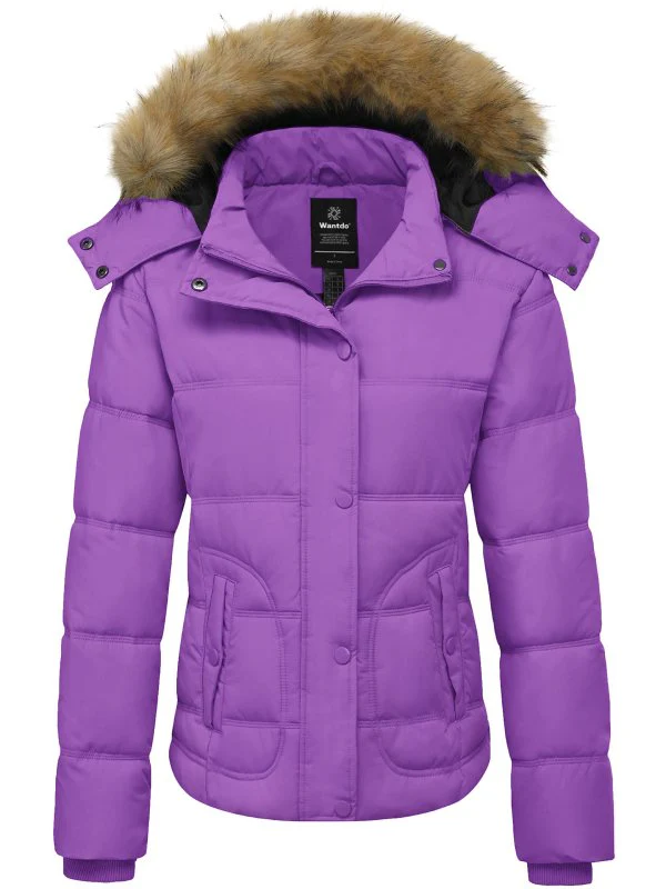 Women's Quilted Puffer Jacket Padded with Faux Fur Hooded Valley II