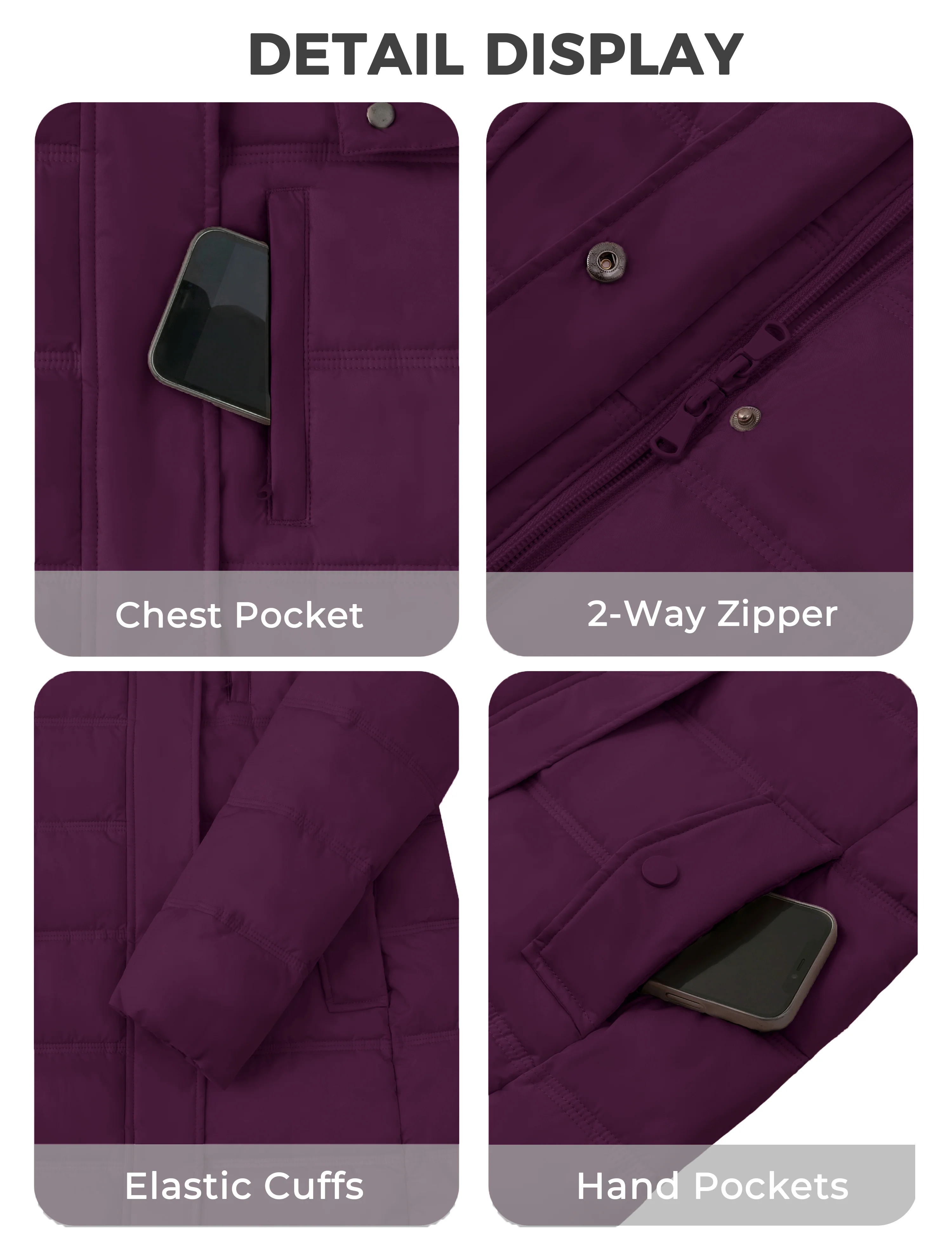 Wantdo Women's Lightweight Winter Coat Long Puffer Jacket