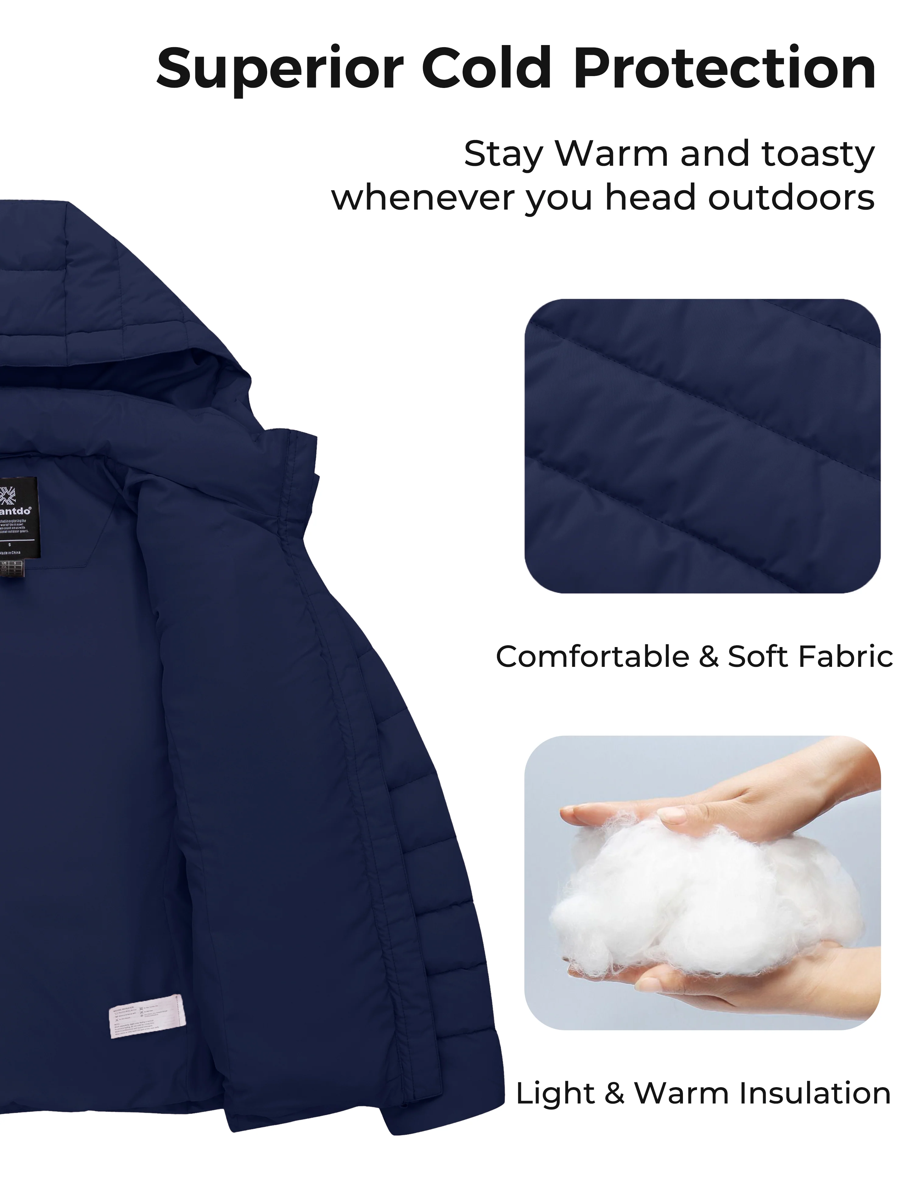 Women's Lightweight Warm Winter Coat Full-Zip Puffer Jacket with Hood