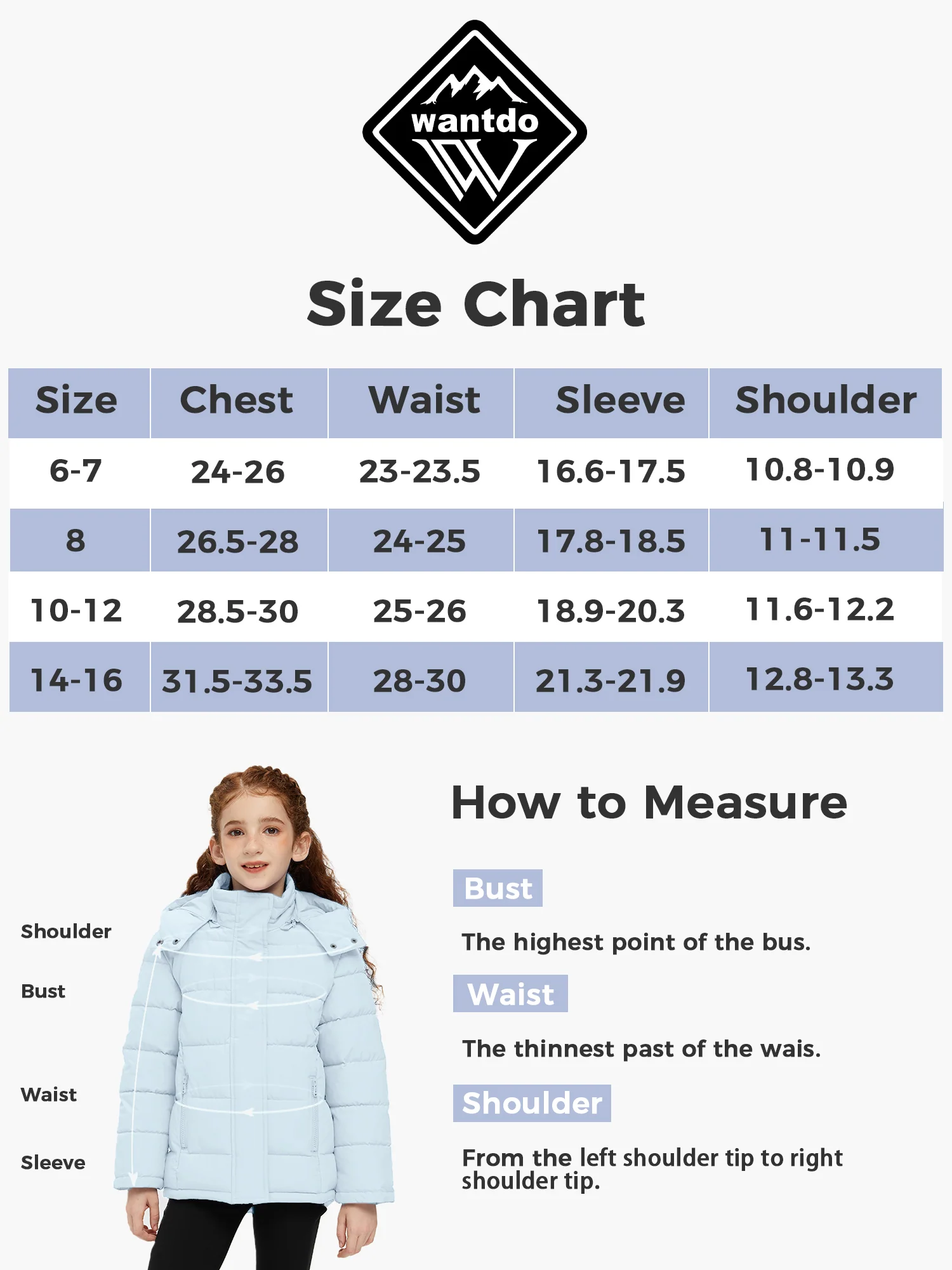 Wantdo Girls' Winter Coat Warm Thicken Winter Jacket Hooded Puffer Jacket