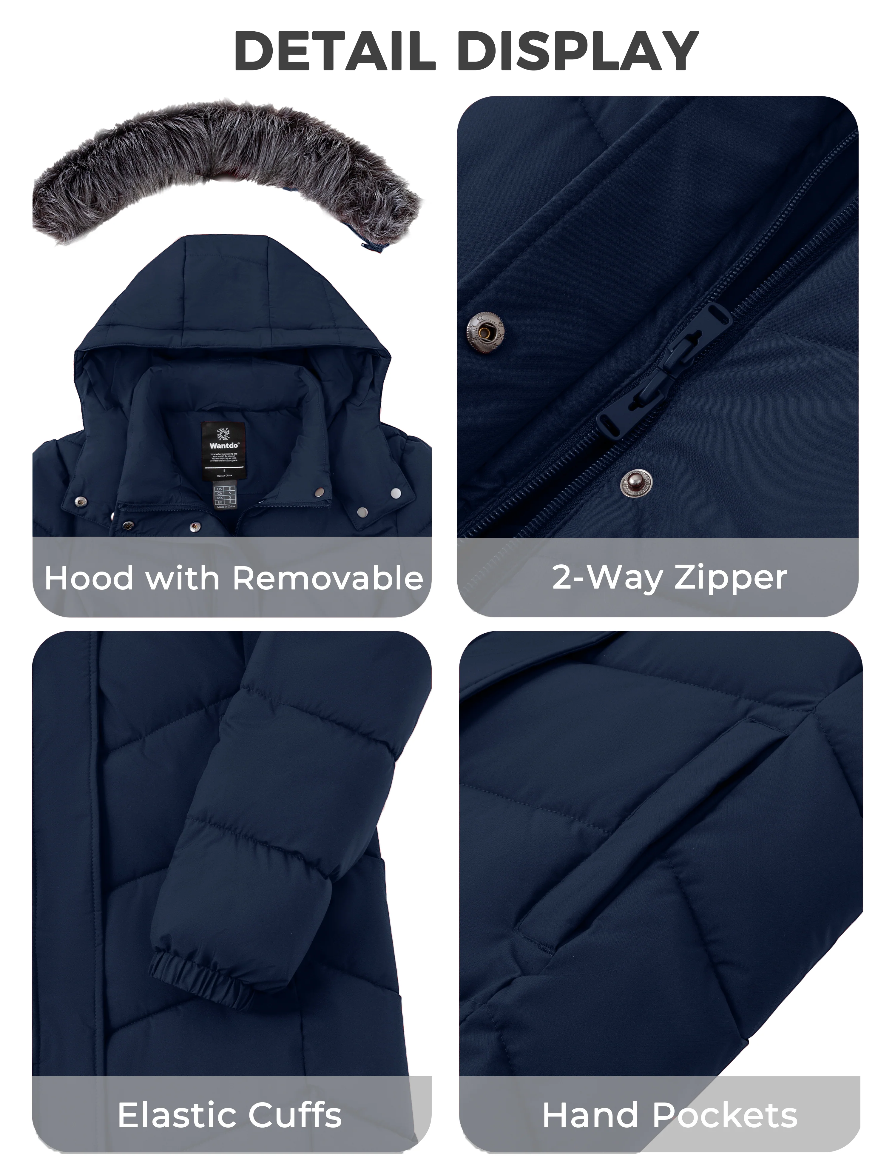 Wantdo Women's Warm Winter Coat Long Puffer Jacket