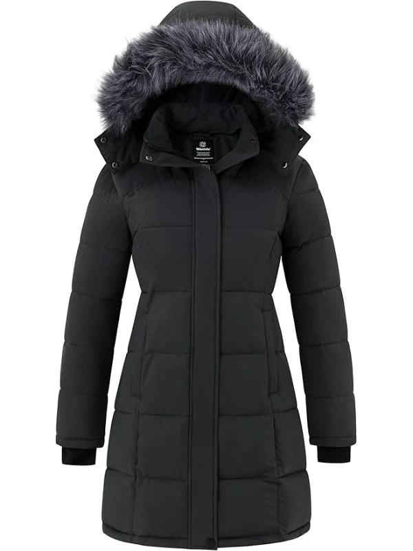 Women's Waterproof Winter Coat Warm Long Puffer Jackets with Faux Fur Hood Thicken Parka