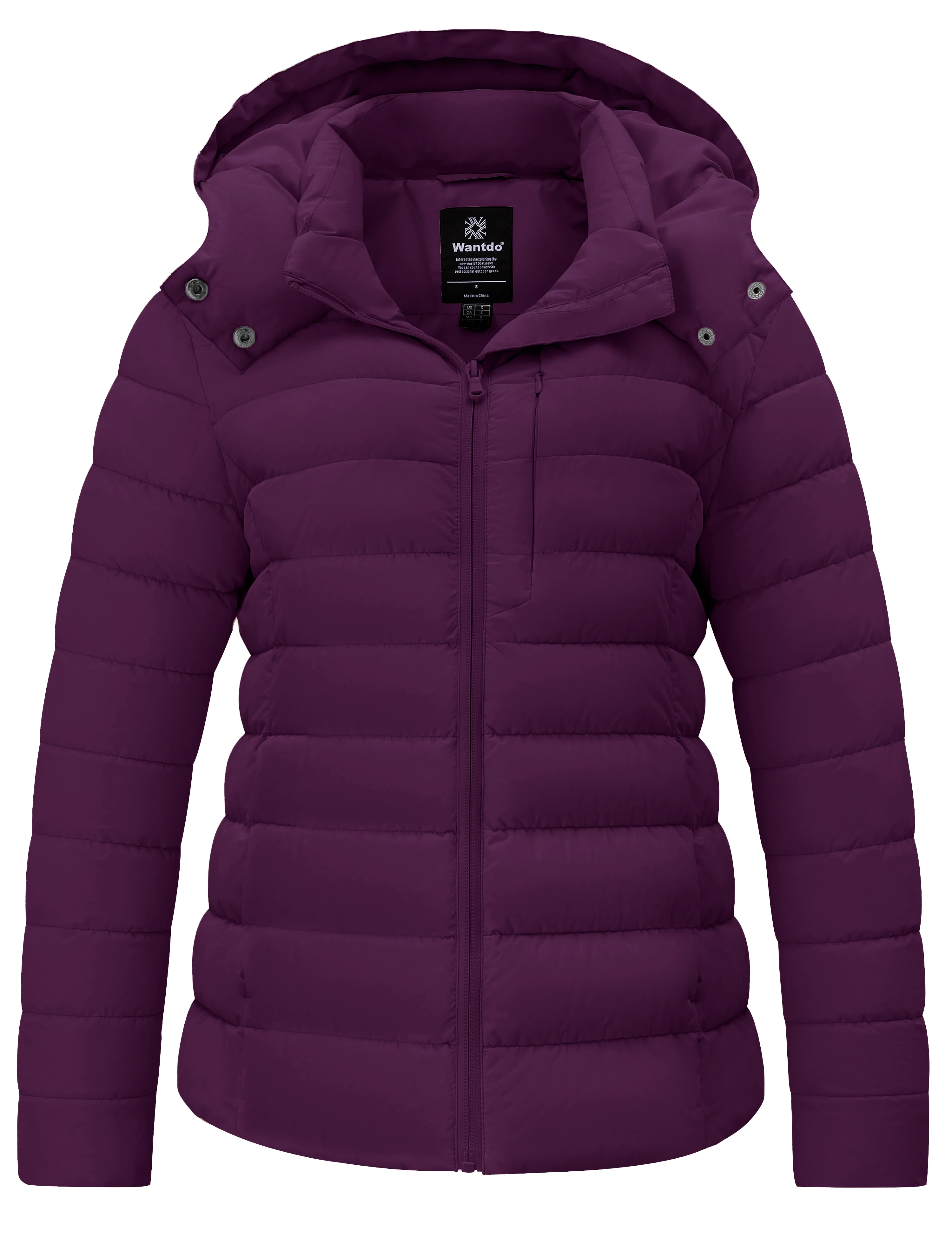 Women's Lightweight Warm Winter Coat Full-Zip Puffer Jacket with Hood