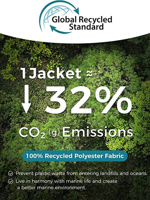 Men's Big & Tall Ski Jacket Waterproof Snowboarding Jacket Plus Size Winter Coat with Hood Recycled Materials