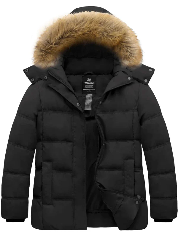 Women's Plus Size Winter Coat Quilted Puffer Jacket with Removable Hood Recycled Polyester