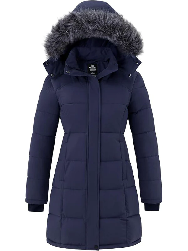 Women's Waterproof Winter Coat Warm Long Puffer Jackets with Faux Fur Hood Thicken Parka