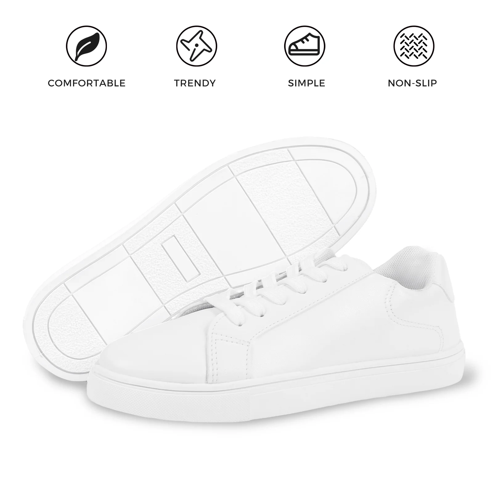 CHIN·MOON Women's Fashion Sneakers PU Non-Slip Walking Tennis Casual Shoes