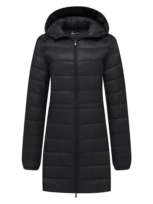 Women's Packable Puffer Coat Hooded Lightweight Long Winter Coats ThermoLite Long