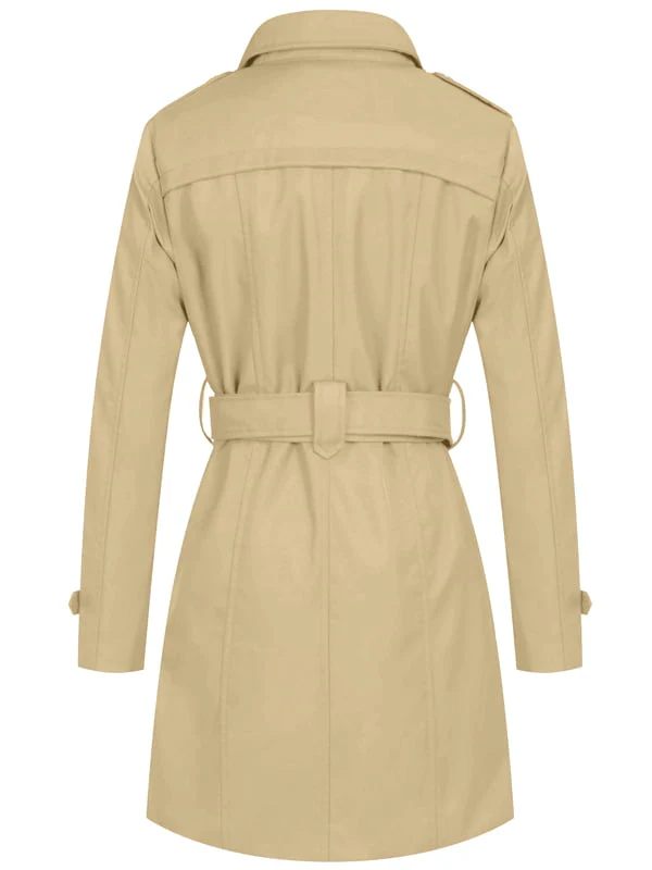 Women's Waterproof Double-Breasted Trench Coat with Belt