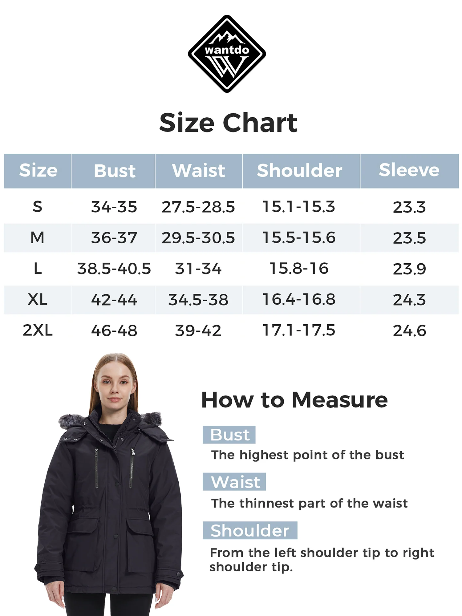 Wantdo Women's Waterproof Jacket Insulated Winter Coat Winter Puffer Coat with Removable Faux Fur Hood