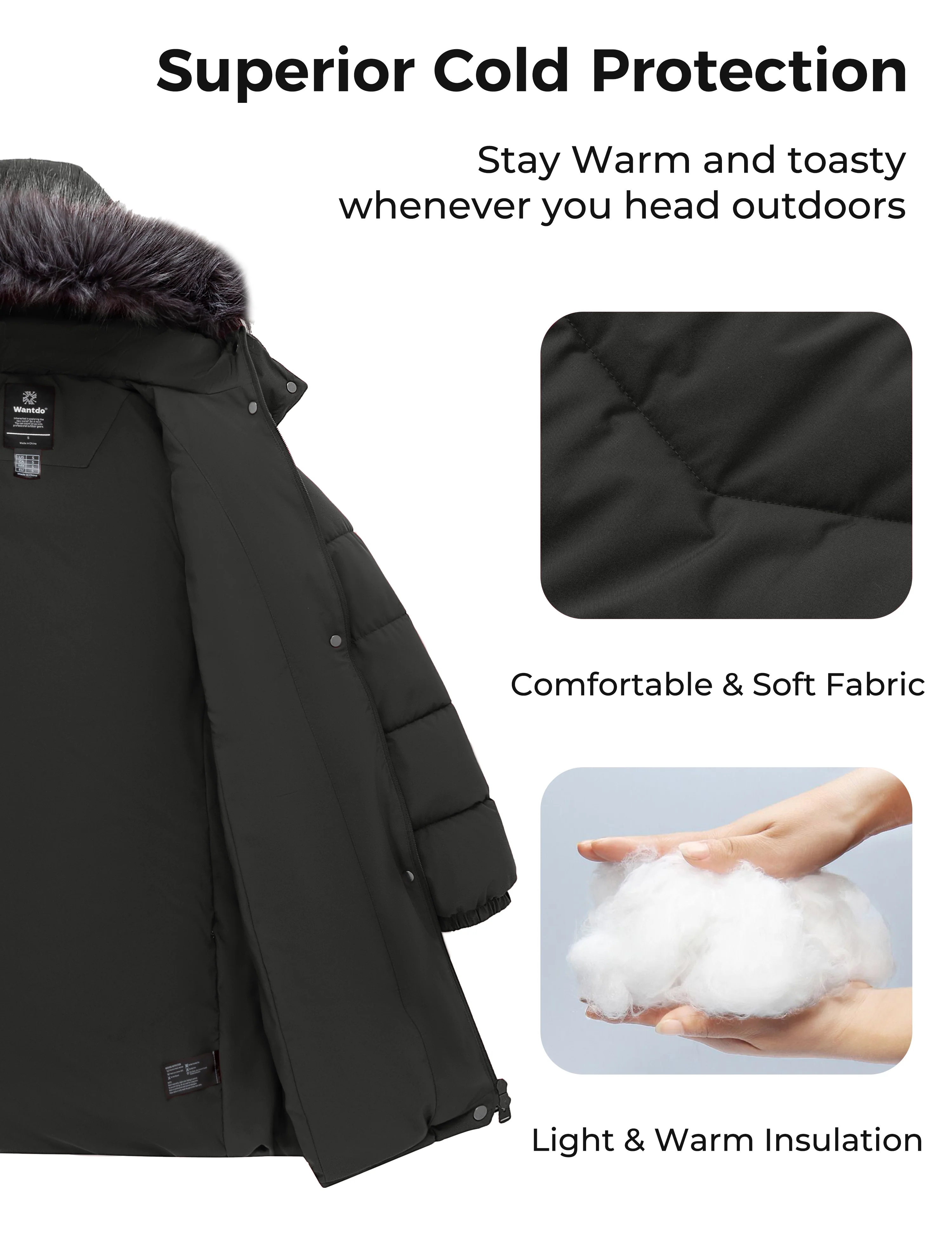Wantdo Women's Warm Winter Coat Long Puffer Jacket
