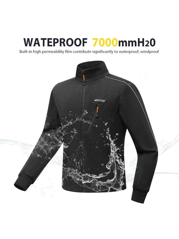 Men's Waterproof Fleece Jacket Running Jacket Windproof Warm Coat