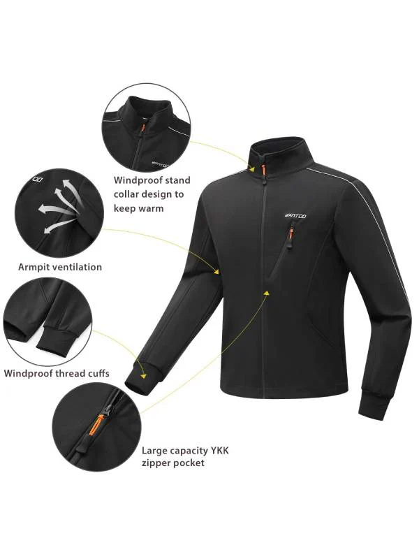 Men's Waterproof Fleece Jacket Running Jacket Windproof Warm Coat