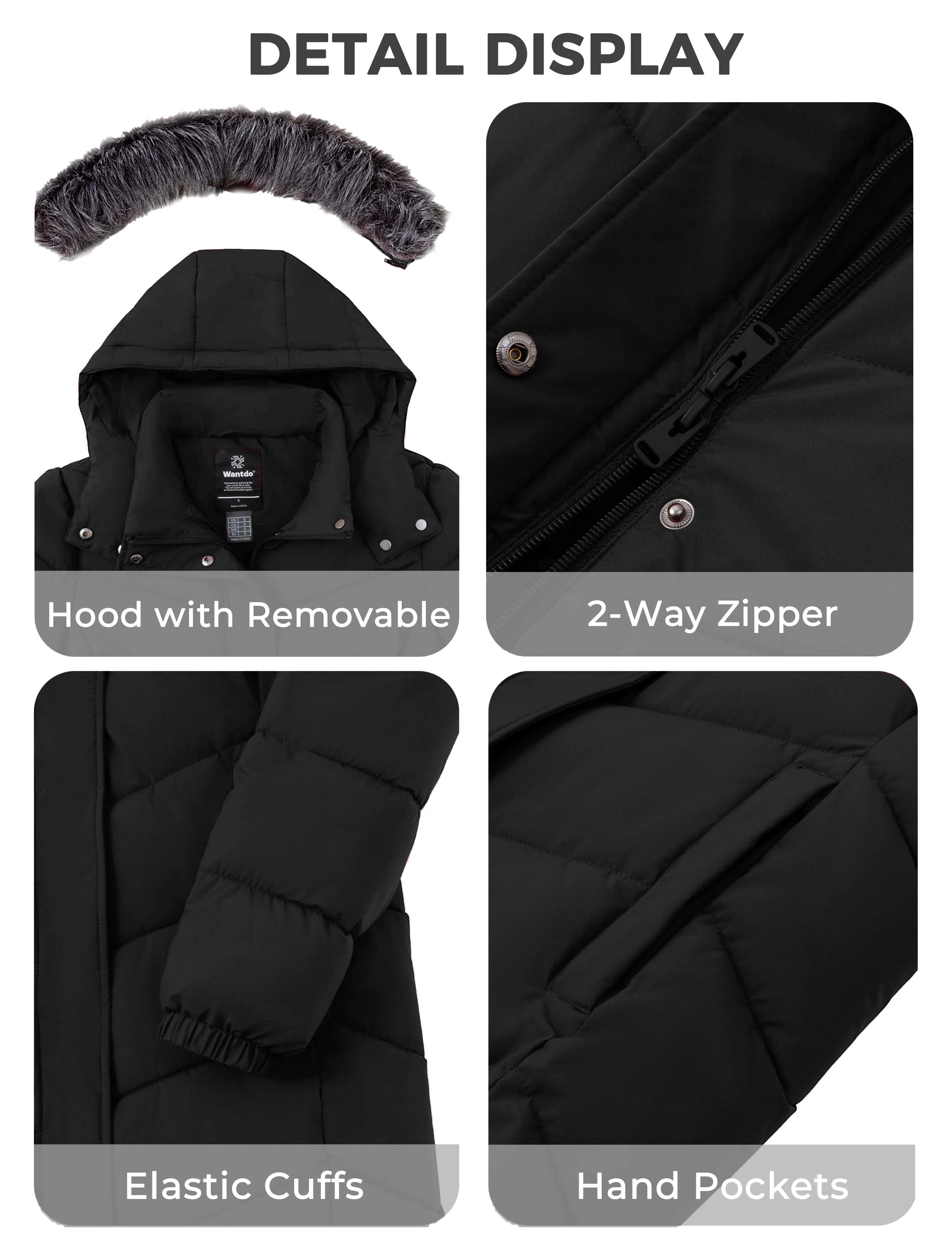 Wantdo Women's Warm Winter Coat Long Puffer Jacket