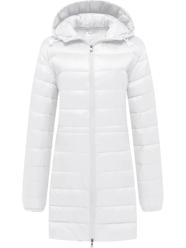 Women's Packable Puffer Coat Hooded Lightweight Long Winter Coats ThermoLite Long