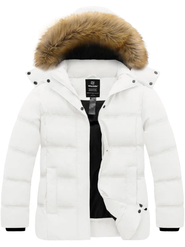 Women's Plus Size Winter Coat Quilted Puffer Jacket with Removable Hood Recycled Polyester