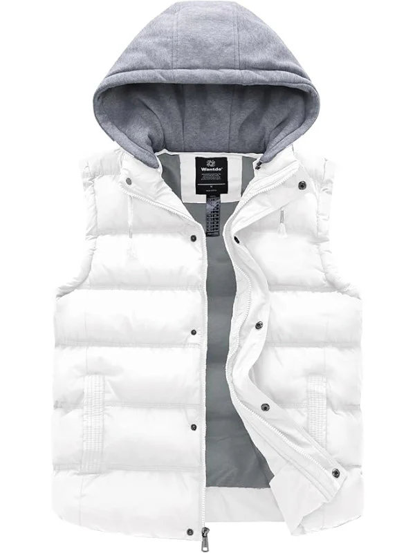 Men's Winter Quilted Vest Removable Hooded Sleeveless Gilet