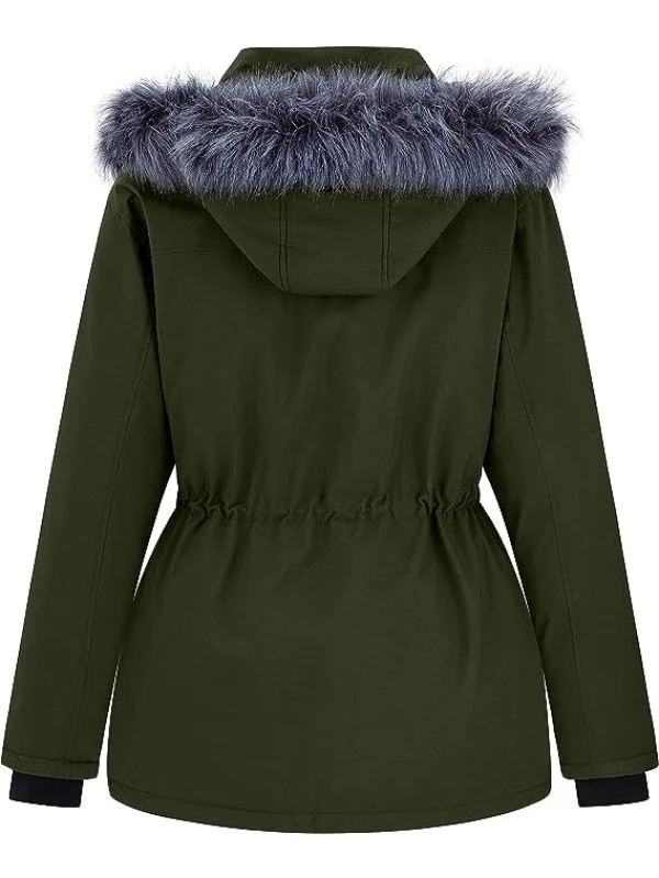 Women's Plus Size Winter Warm Coat Waterproof Parka Jacket with Removable Fur Hood