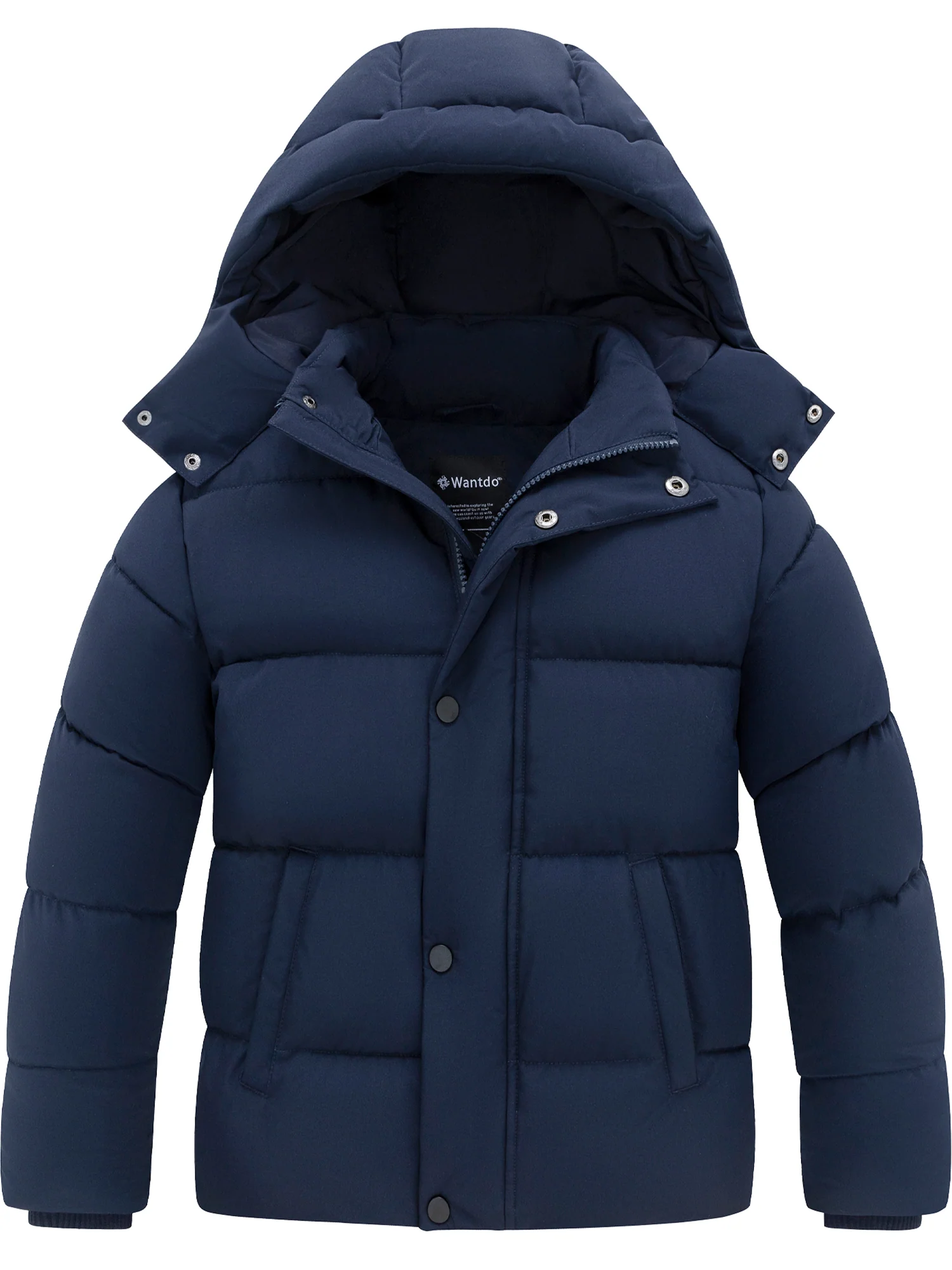 Wantdo Boy's Winter Coat Quilted Hooded Parka Jacket Water Resistant Windproof Puffer Jacket
