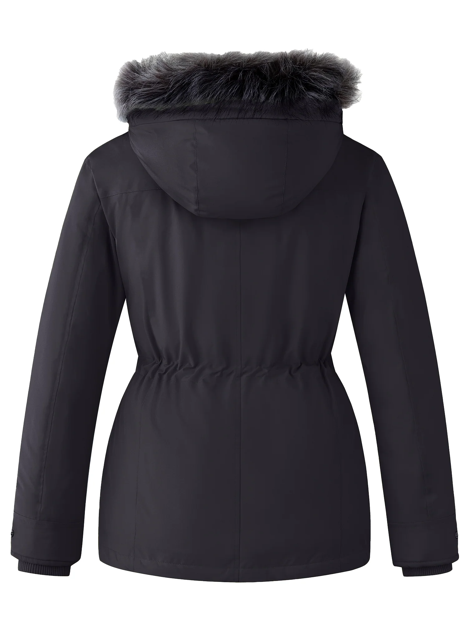 Wantdo Women's Waterproof Jacket Insulated Winter Coat Winter Puffer Coat with Removable Faux Fur Hood