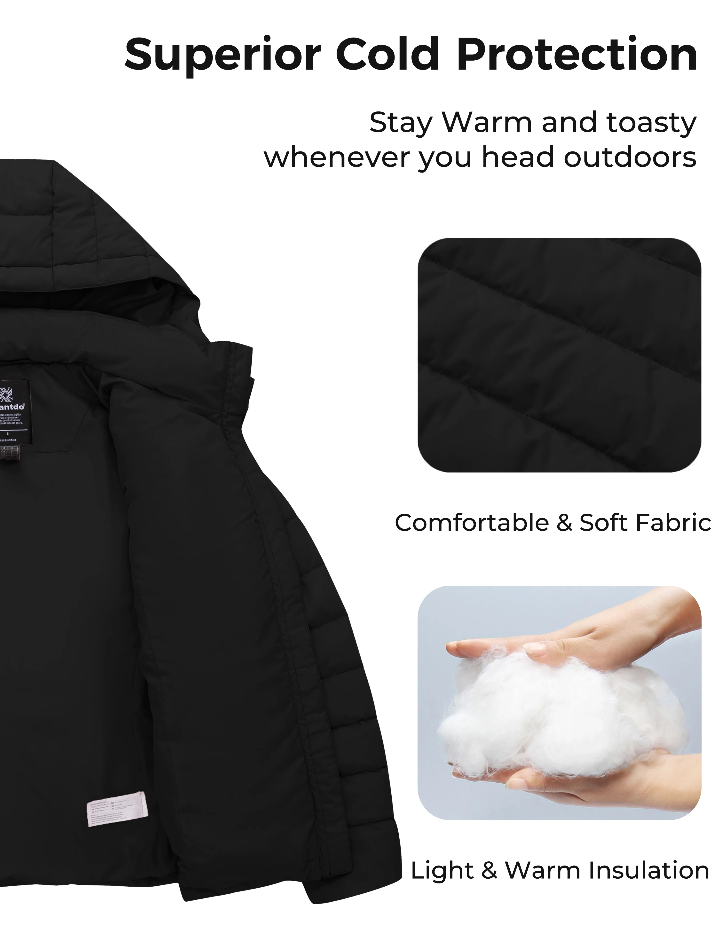 Women's Lightweight Warm Winter Coat Full-Zip Puffer Jacket with Hood
