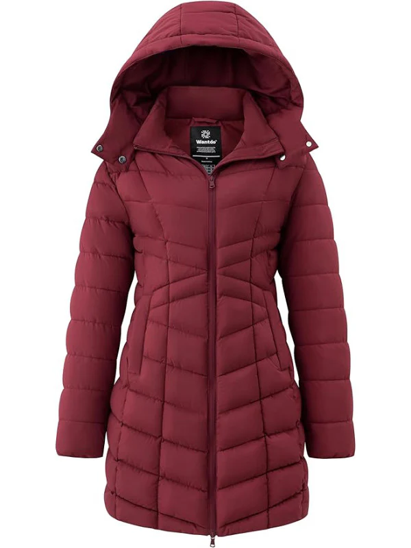 Women's Puffer Jacket Warm Padded Winter Coat Long Quilted Jacket